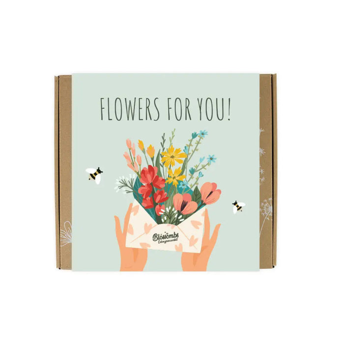 Stor gaveæske "Flowers for you" med 9 blomsterbomber