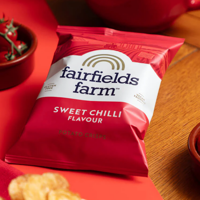 Sprøde chips med bid i, med smag af sød chili