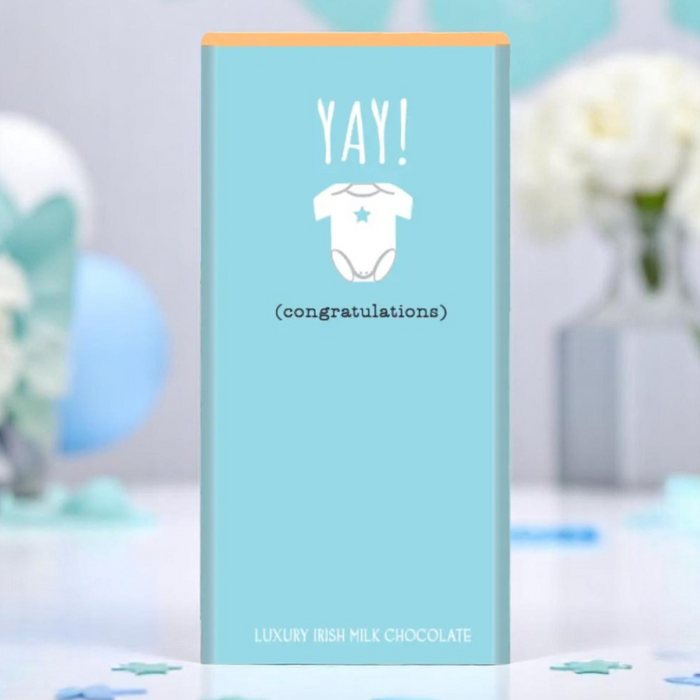 Budskabs chokolade: "YAY! Congratulations" (blå)