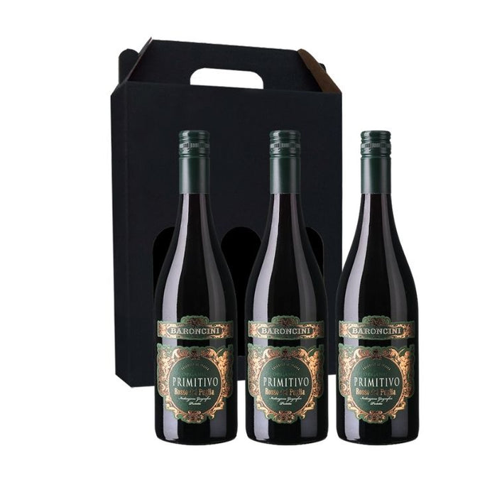 Vingave 3 fl. rødvin, Baroncini - Primitivo Puglia IGP ØKO (Italien)