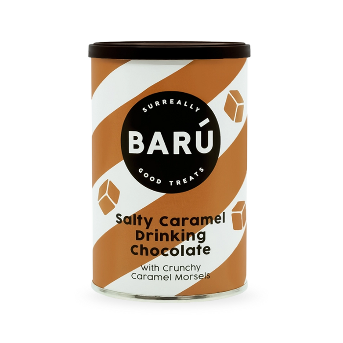 Kakaopulver med karamelstykker fra BARÚ. Denne variant er særligt delikat med små bidder af blød saltkaramel.