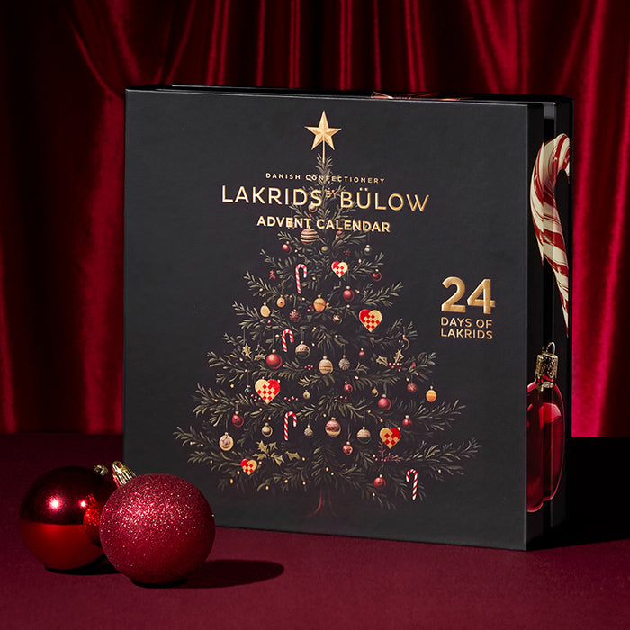 Lakridsjulekalender med 24 låger, fyldt med dansk gourmetlakrids fra Lakrids by Johan Bülow