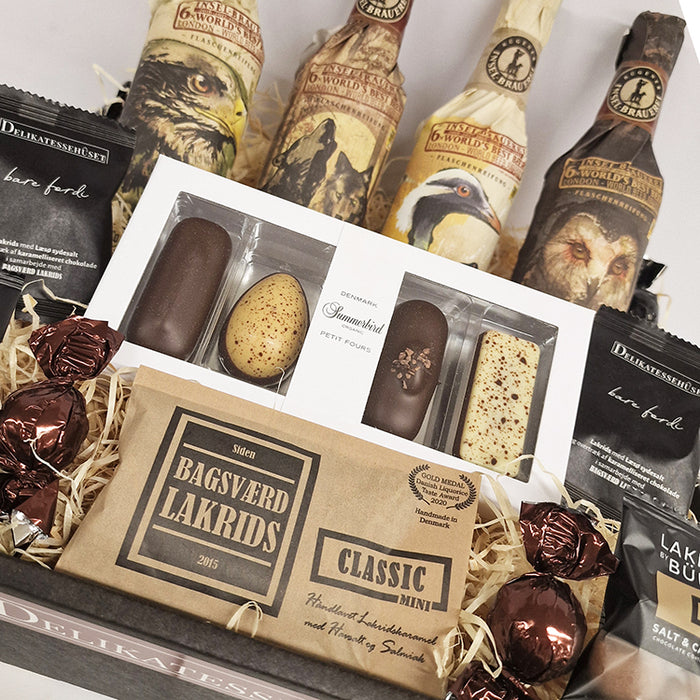 Gavekurv med Insel specialøl, Summerbird chokolade og forskellige flowpacks