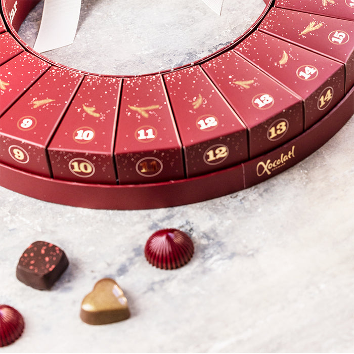 Julekalender – smuk julekrans med chokolade fra Xocolatl