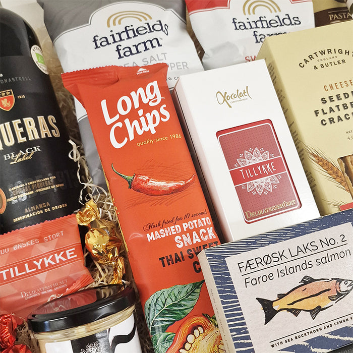 Gavekurv til fødselsdag. Fødselsdagsgave send til modtager. Levering