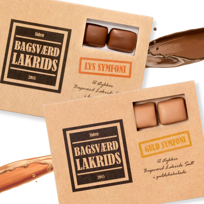 Lys og guld symfoni lakrids sampak fra Bagsværd Lakrids