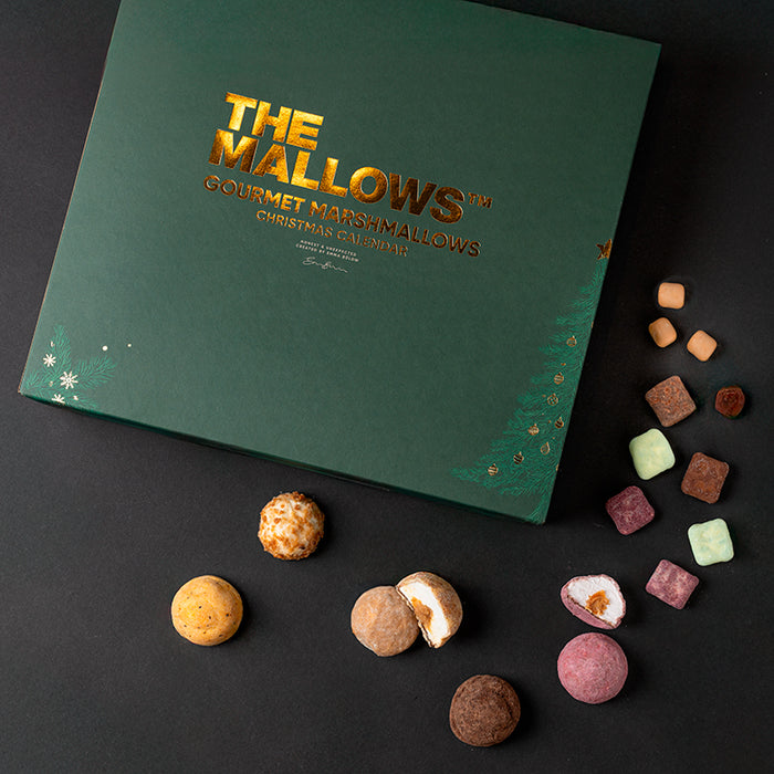Julekalender The Mallows Mix med skumfiduser. Find den hos Delikatessehuset.