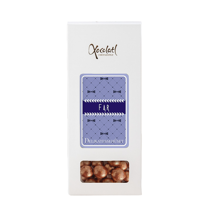 Æske med far indstik med lakrids i chokolade