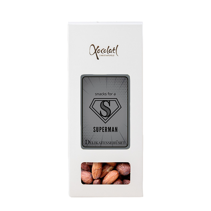 Æske med superman indstik med saltede mandler