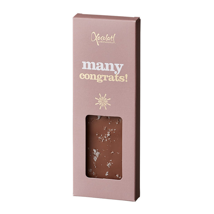 Chokoladeplade 'Many Congrats' fra Xocolatl. Ønsk tillykke med chokolade¨