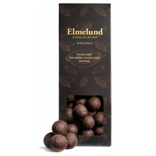 Disse friske drageer består af en lækker ristet hasselnød, dragéret med 70% mørk chokolade og orange
