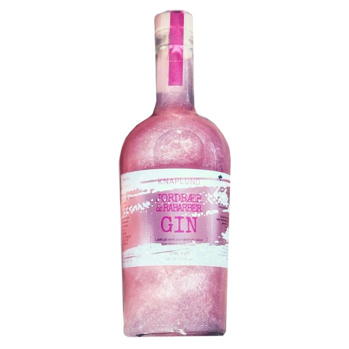 Knaplund pink glimmer gin. Jordbær rabarber gin