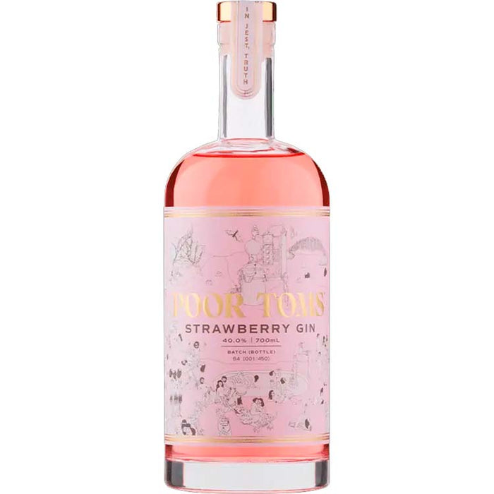 Poor Toms strawberry gin er en skøn og smagfuld gin der passer perfekt til de fleste lejligheder. Den har en skøn sødme fra friske jordbær, en let krydret og frisk smag fra ingefær og en syrlig undertone fra de skønne habiscus blomster.
