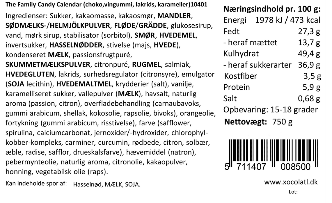 Familie julekalender med søde sager fra Xocolatl