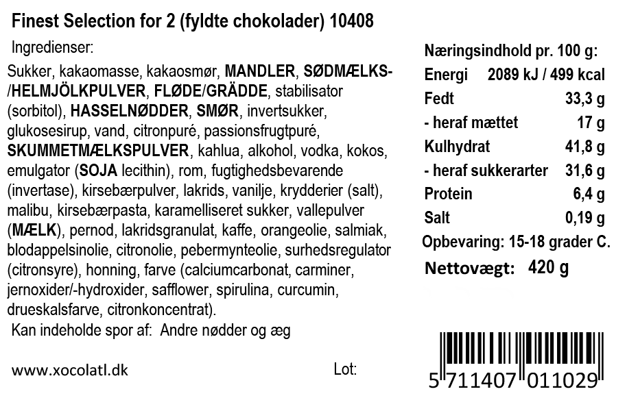 Julekalender med fyldt chokolade (2 pers.) fra Xocolatl