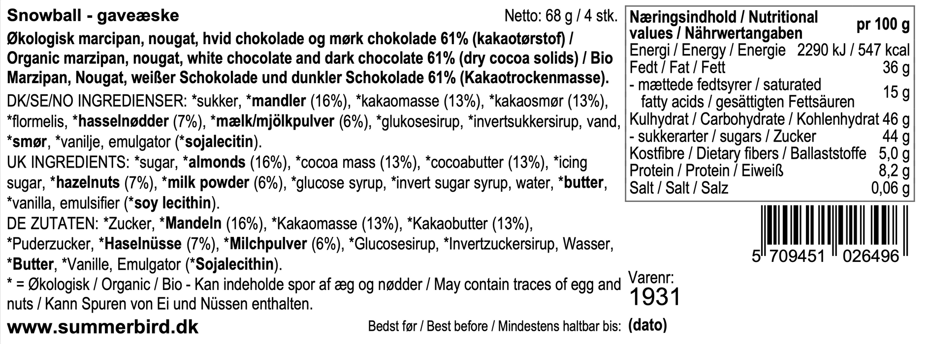 Summerbird Gaveæske - Snowball