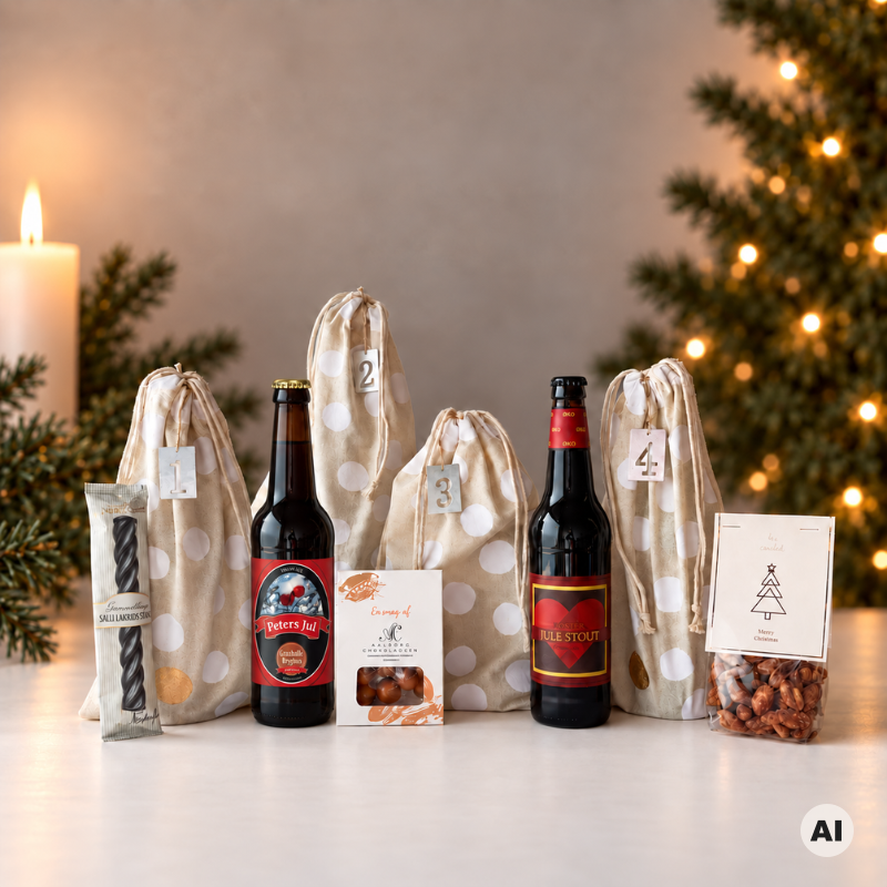 Delikatessehuset adventskalender med danske juleøl & snacks
