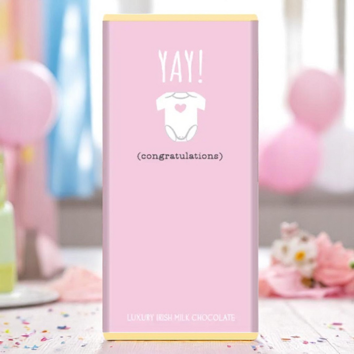 Budskabs chokolade: "YAY! Congratulations" (Lyserød)
