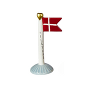 Keramikflag i hvidt og blåt med Tillykke fra Speedtsberg