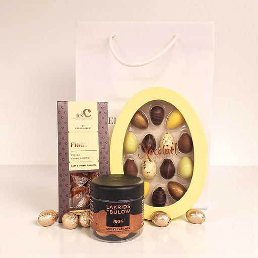 Påskepose med forskellige lækkerier