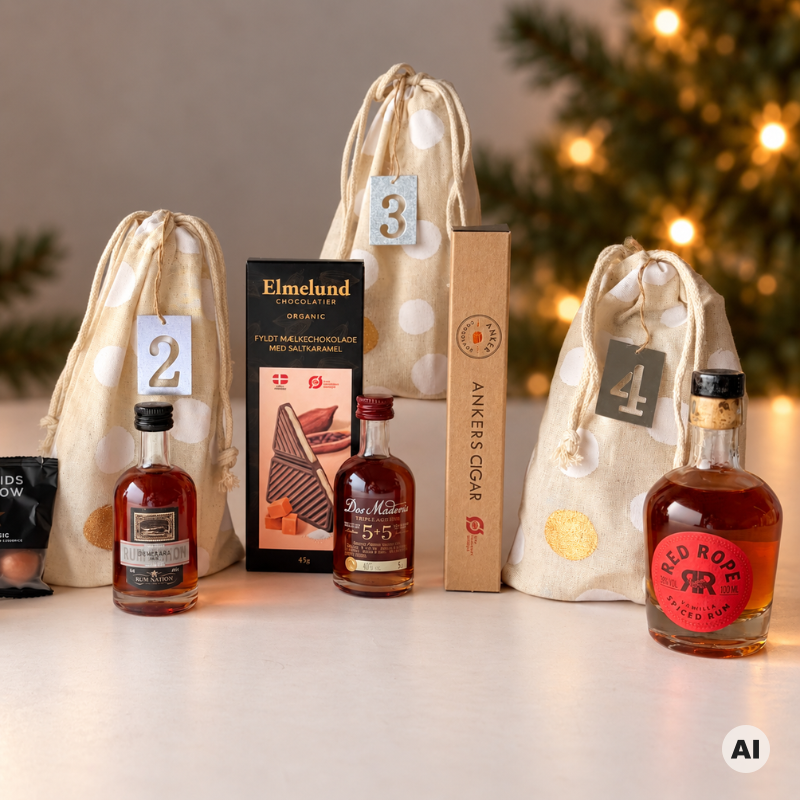 Adventskalender med rom / sukkerrørsspiritus og søde lækkerier