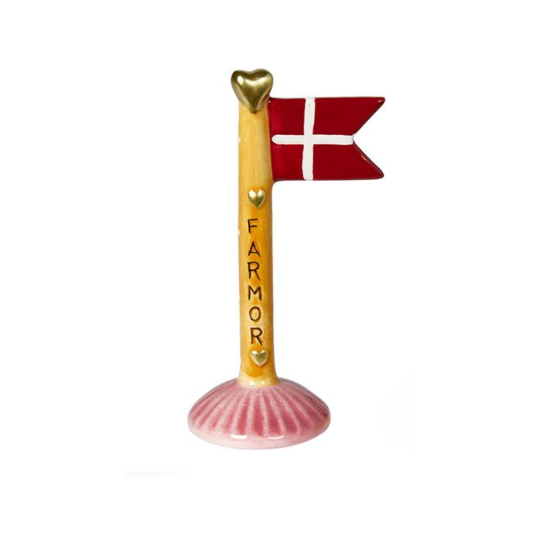 Keramikflag i gult med Farmor fra Speedtsberg