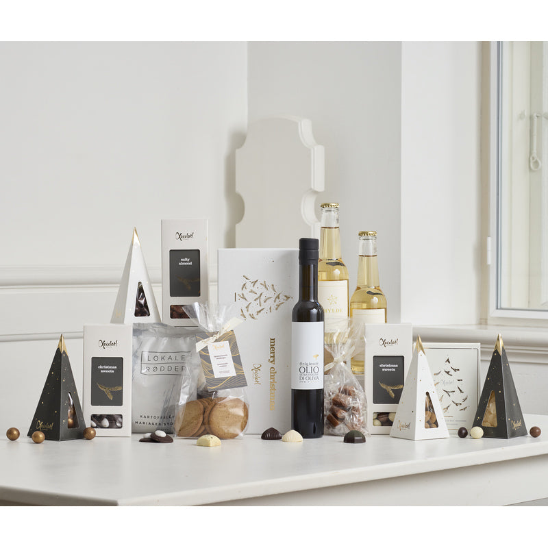 Julekasse med olivenolie og søde specialiteter – Xocolatl Winternight