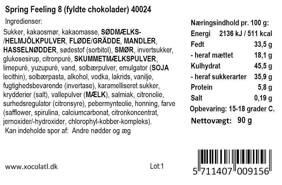 Gaveæske med 8 fyldte chokolader - Xocolatl