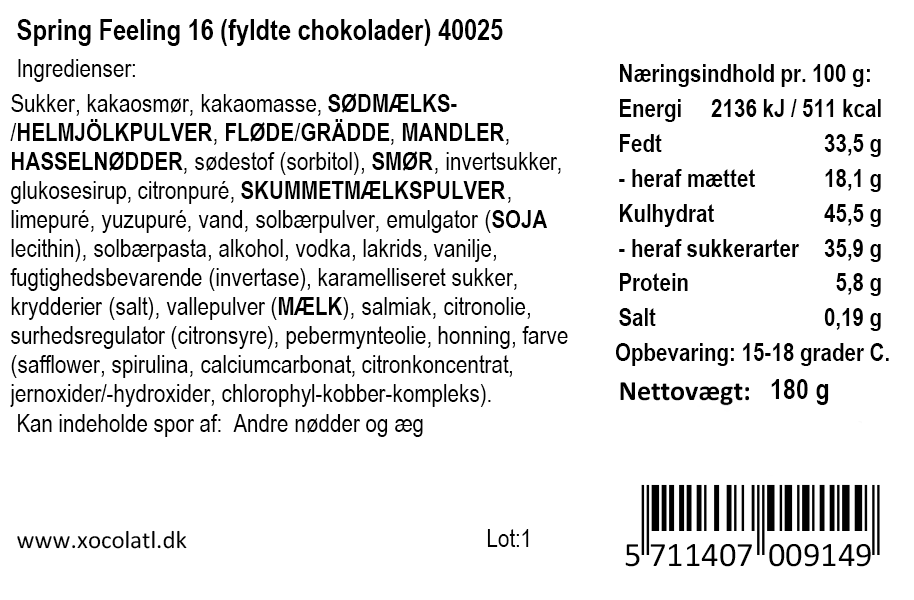 Gaveæske med 16 fyldte chokolader - Xocolatl