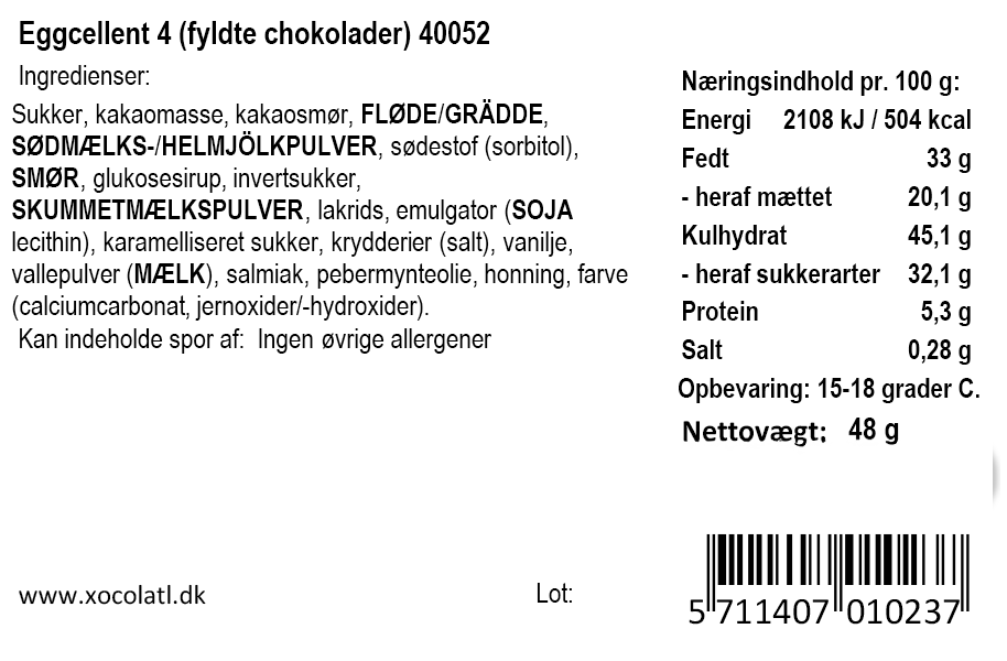 Gaveæske med 4 påskeæg - Xocolatl