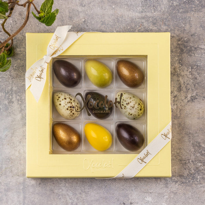 Gaveæske med 9 mini-påskeæg med fyld - Xocolatl