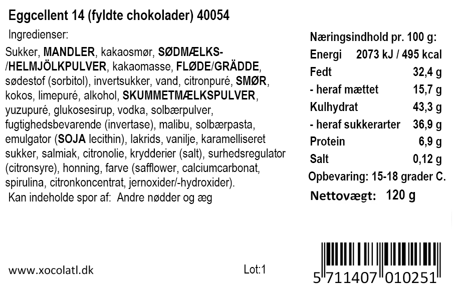 Påskeæg gaveæske med 14 fyldte chokolader - Xocolatl