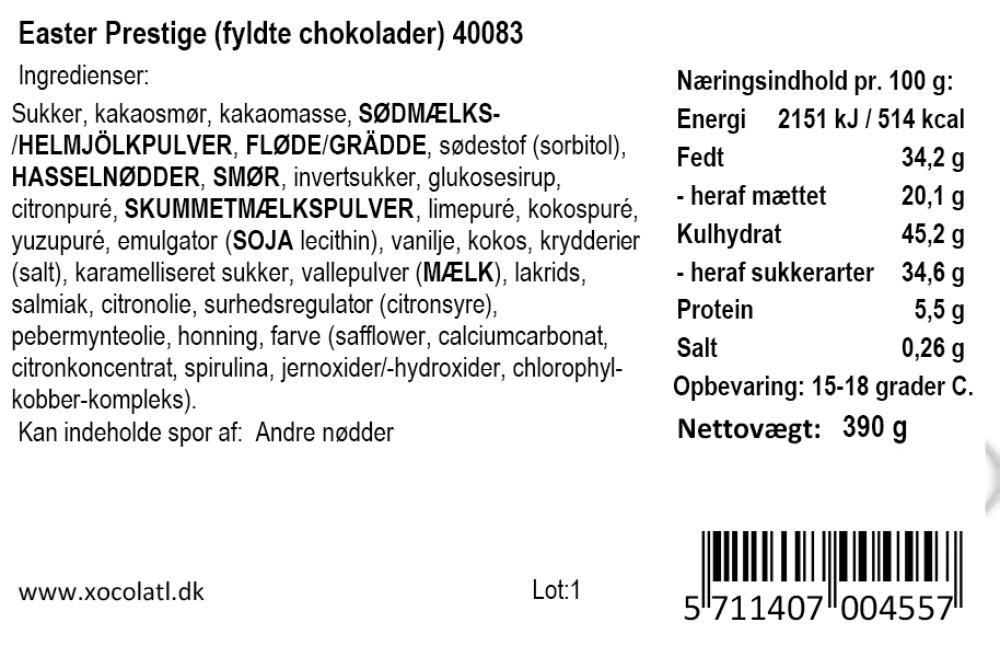 Overdådig gaveæske med 42 fyldte påskechokolader - Xocolatl