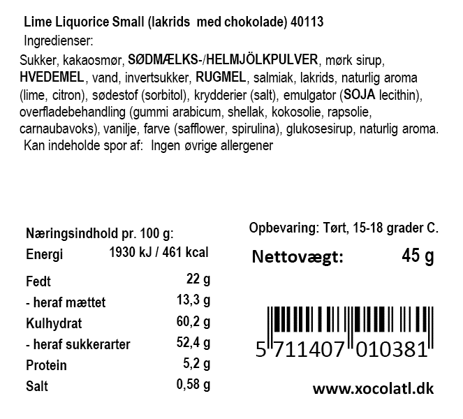 Lakrids med hvid chokolade og lime - Xocolatl