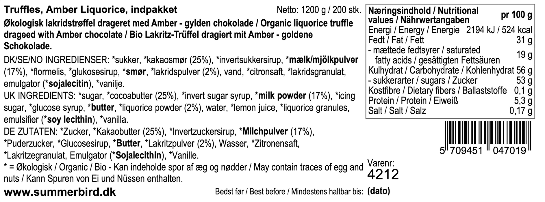 Liqourice Truffle flowpack, Summerbird