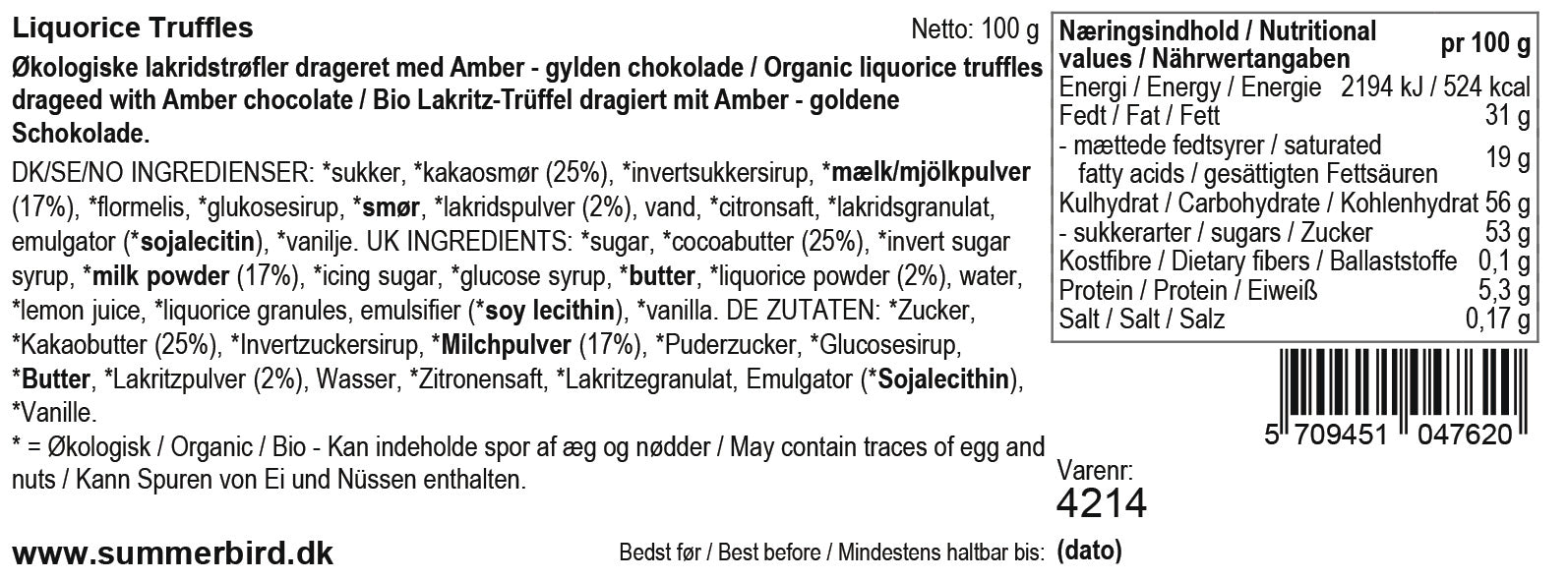 Amber lakrids trøfler Summerbird