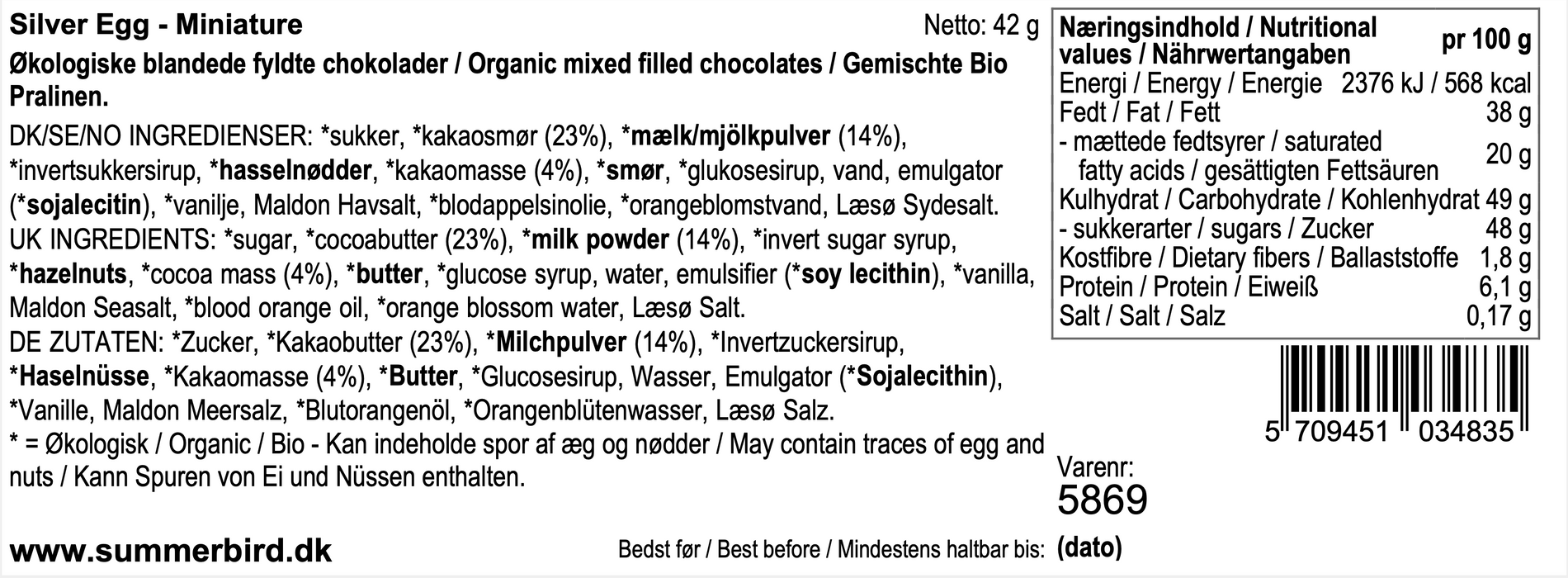 Summerbird sølvæg mini med fyldte vagtelæg