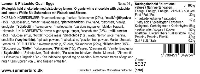 Vagtelæg, Lemon & Pistachio, Summerbird