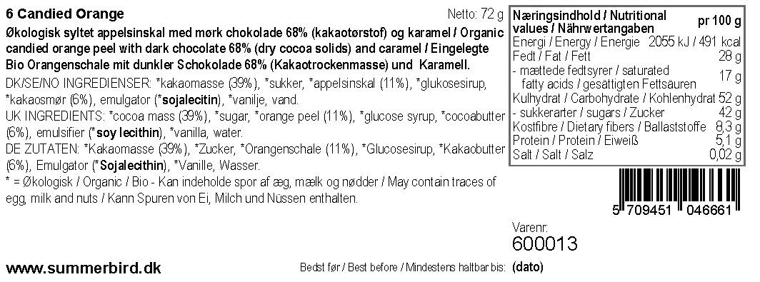 Kandiseret appelsin m. Chokolade - Summerbird
