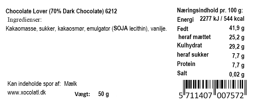 Chokoladeplade 70% Or Noir fra Xocolatl