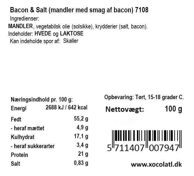 Mandler med salt & baconsmag fra Xocolatl
