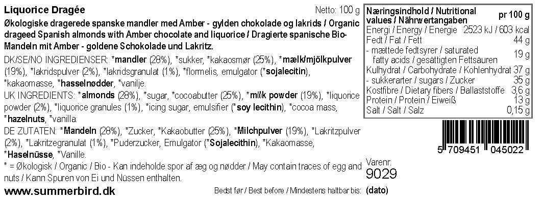 Liquorice dragée mandler, Summerbird