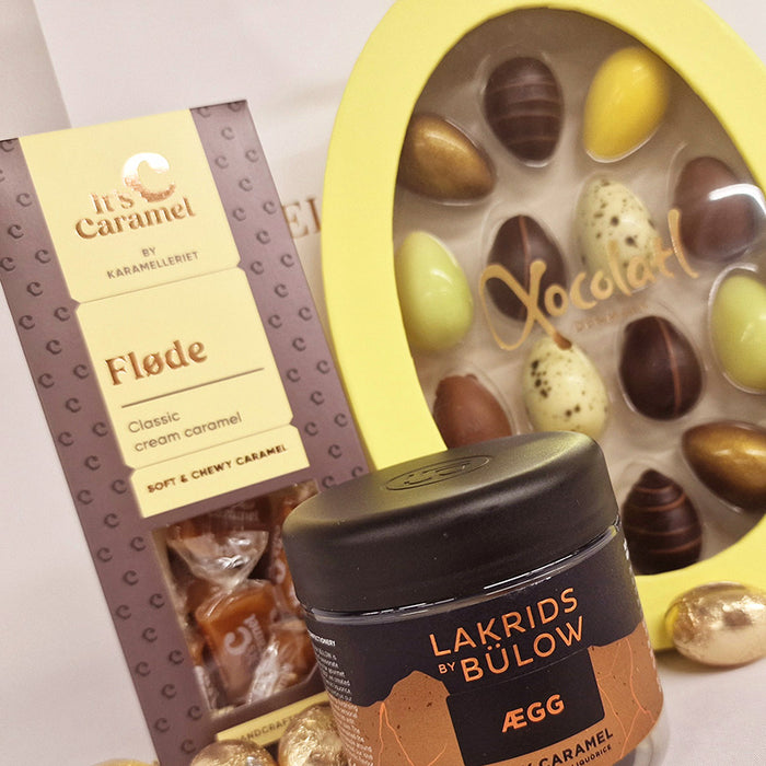 Påskepose med forskellige lækkerier