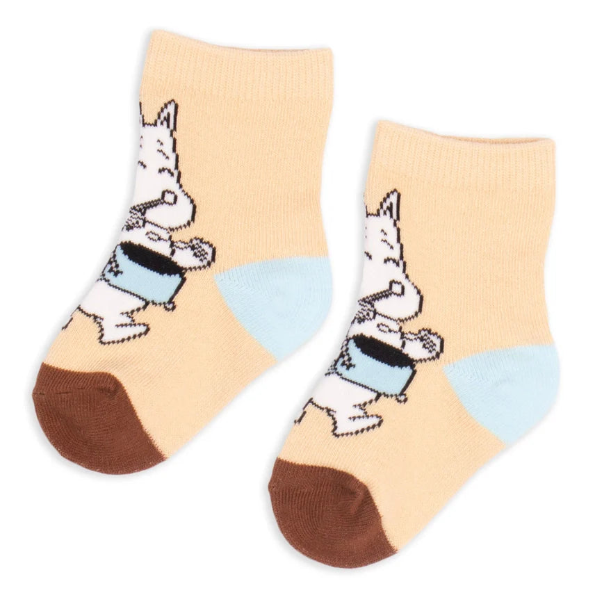 Beige babystrømper med mumitroldene