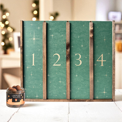 Genanvendelig adventskalender med danske luksus lækkerier til hele familien