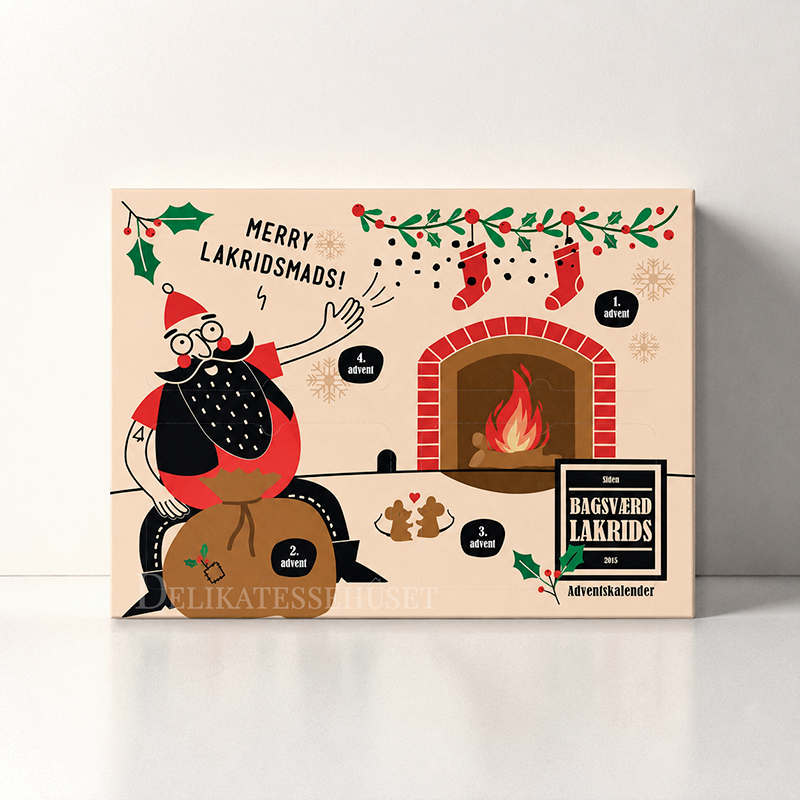 Adventskalender fra Bagsværd Lakrids 2026. Bestilles hos Delikatessehuset