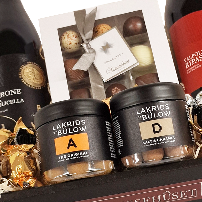 Gavekurv med Amarone og Ripasso, chokolade og lakrids