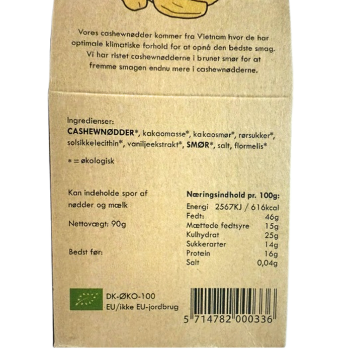 Cashewnødder med brunet smør og chokoladedragé