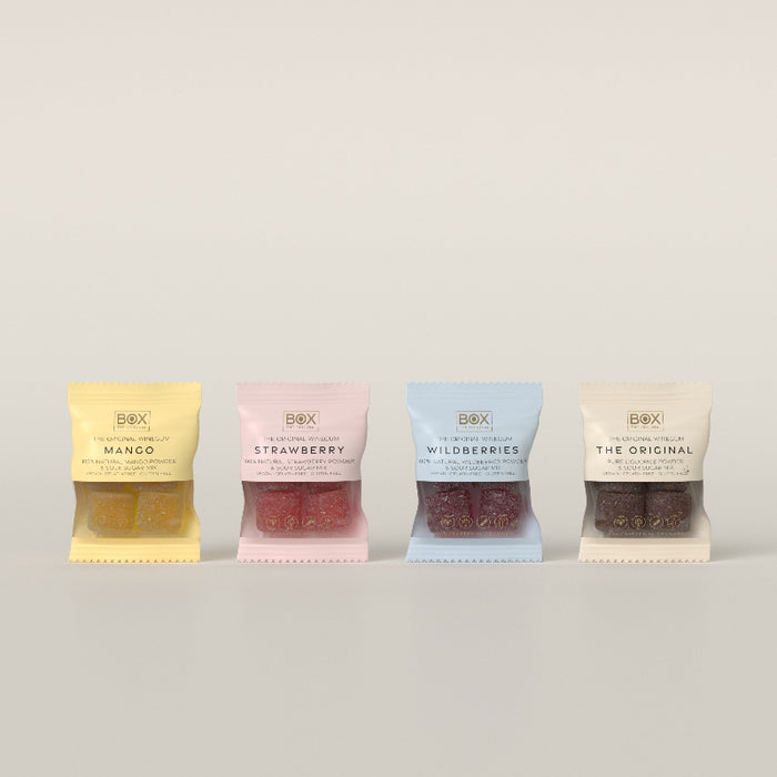 Flowpack sampak vingummi - Box The Original - Delikatessehuset