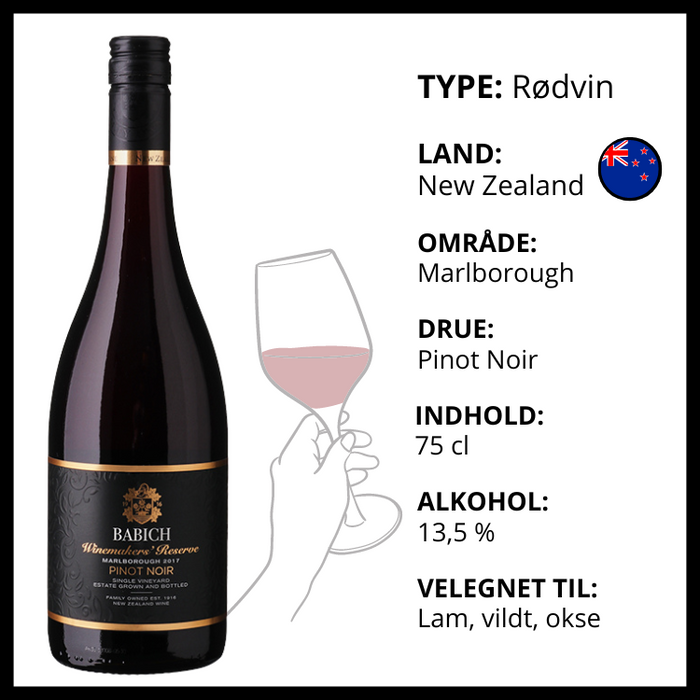 Rødvin, Babich Winemakers Reserve Pinot Noir Malborough (New Zealand)